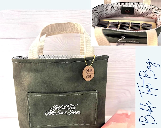 Bible Tote Bag | Christian Book Bag | Scripture Study Tote | Handmade Faith Gift
