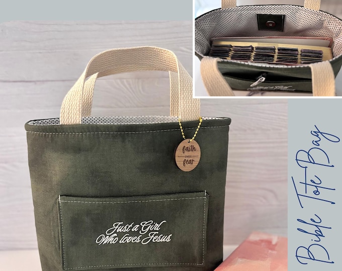 Bible Tote Bag | Christian Book Bag | Scripture Study Tote | Handmade Faith Gift