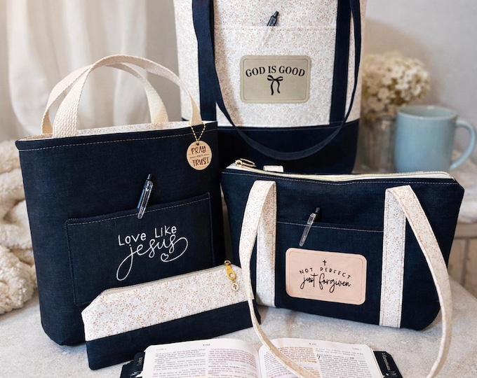 Bible Tote Bag for Women – Handmade Personalized Church & Bible Study Bag with Zipper, Small and Large Shoulder Bags and handbags Christian