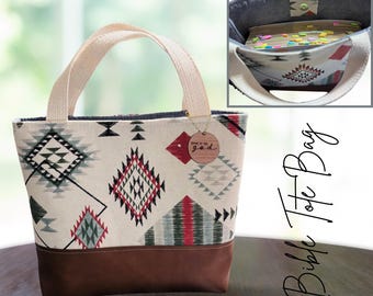 Handmade Bible Tote Bag | Southwestern Design, Magnetic Closure