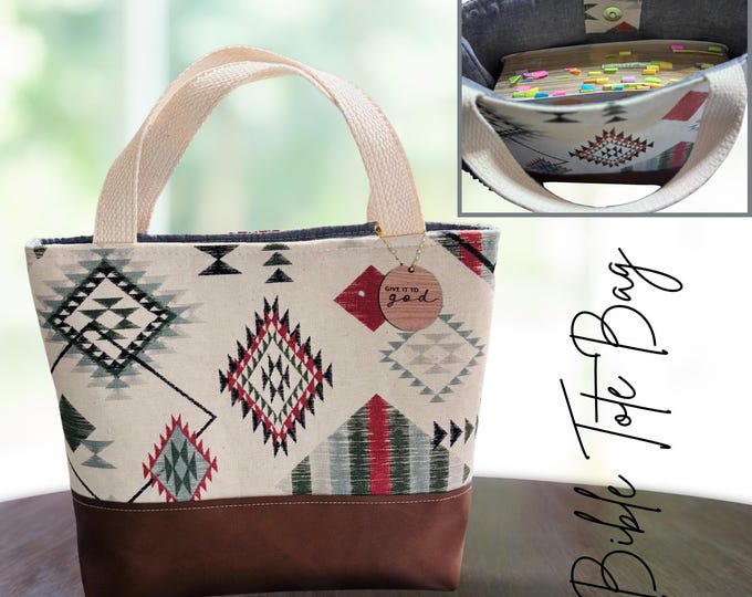 Handmade Bible Tote Bag | Southwestern Design, Magnetic Closure