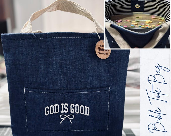 Bible Tote Bag | Christian Book Bag | Scripture Study Tote | Handmade Faith Gift