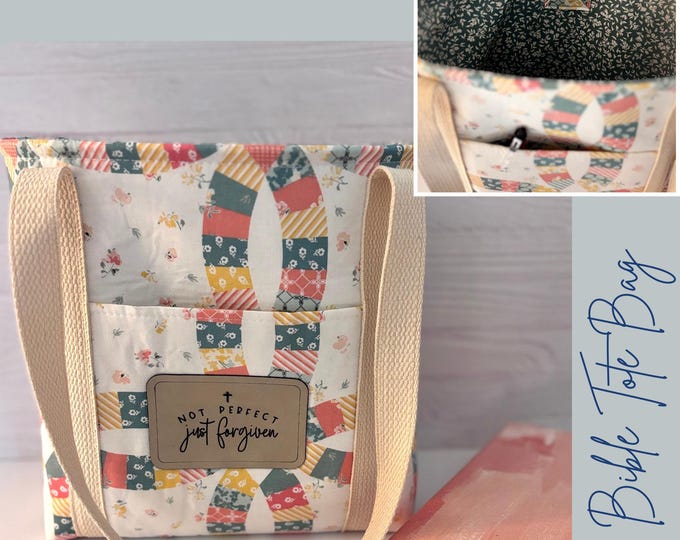 Bible Tote Bag | Christian Tote for Church & Bible Study | Handmade Scripture Bag | Shoulder Bible Bag Gift