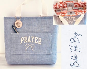 Bolsa de tela bíblica / Bolsa para libros cristianos / Bolsa para el estudio de las Escrituras / Regalo de fe hecho a mano