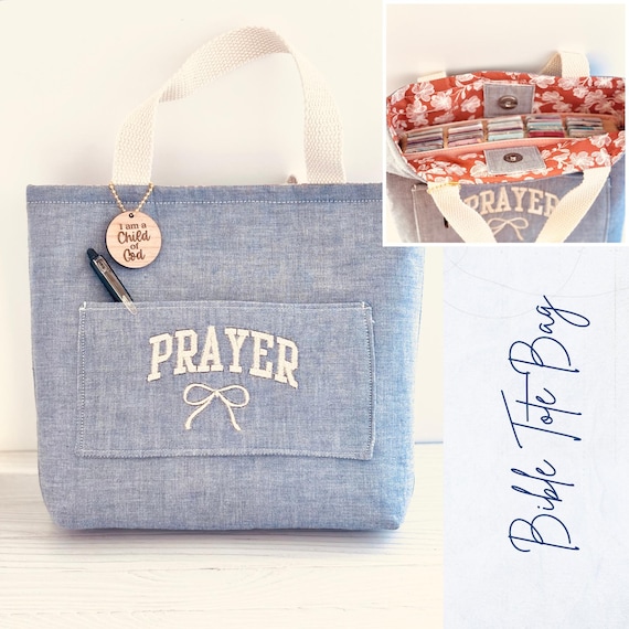 Bible Tote Bag | Christian Book Bag | Scripture Study Tote | Handmade Faith Gift