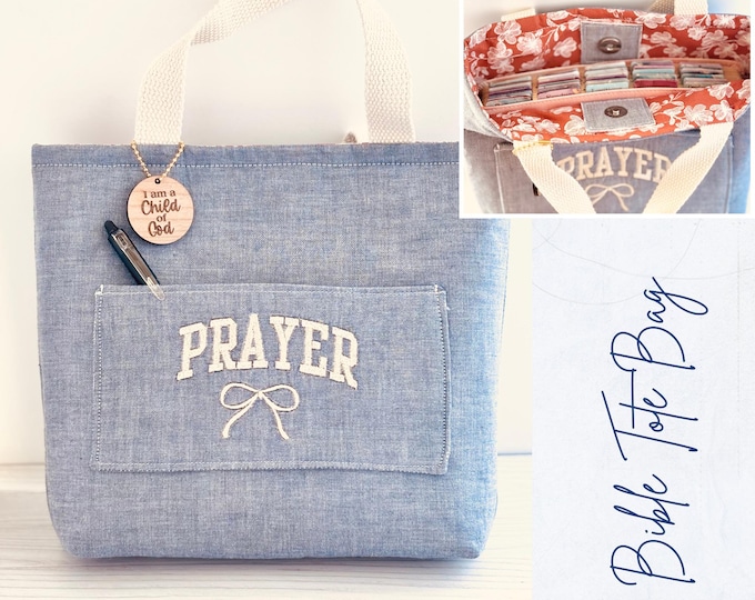Bible Tote Bag | Christian Book Bag | Scripture Study Tote | Handmade Faith Gift