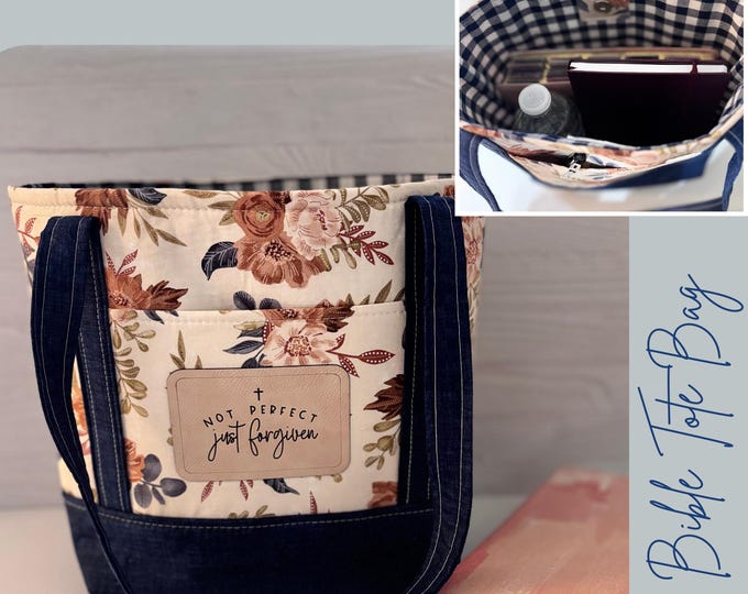 Bible Tote Bag | Christian Tote for Church & Bible Study | Handmade Scripture Bag | Shoulder Bible Bag Gift