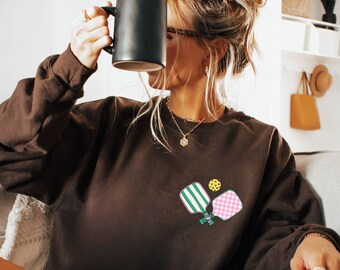 Retro Pickleball Sweatshirt, Gift for Pickleballer, Minimum Pickleball Game Sweatshirt, Funny Pickle Ball Sweatshirt, Pickleball Player Gift