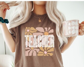 Comfort Colors® Cute Teacher Shirt, Retro Teacher Shirt, Teacher Appreciation Gift, Back to School Tee, First Day of School Elementary Shirt