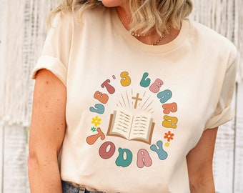 Retro Sunday School Teacher Shirt, Let's Learn Today Bible School Teacher Tshirt, Christian School Teacher Tee, Teacher Appreciation Gift