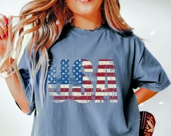 Comfort Colors® Retro Star USA Graphic Tee, Comfort Colors 4th of July Graphic Tee, Star American Graphic Tee, Retro USA Comfort Color Shirt