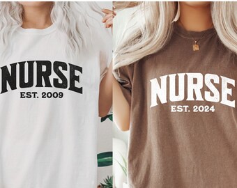 Custom Nurse Shirt Comfort Colors®, Retro Nurse Shirt, Personalized Gift for Nurse,RN Shirt, Registered Nurse Tee, New Nurse Graduation Gift