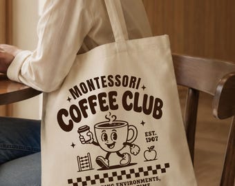 Montessori Coffee Club Tragetasche, Montessori Lehrer Tragetasche, Tasche für Umgebungen Vorbereiten, Geschenk für Vorschullehrer Wertschätzung, Schulanfang