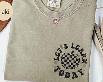Let's Learn Today Teacher Shirt Comfort Colors®, Retro Apple Teacher Shirt, Gift for Teacher, Back to School, Cute Teacher Appreciation Tee