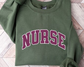 Moletom retrô de enfermeira, enfermeira de UTI neonatal, camiseta de estudante de enfermagem, moletom de gola redonda de enfermeira, enfermeira de parto e parto, moletom de enfermeira registrada