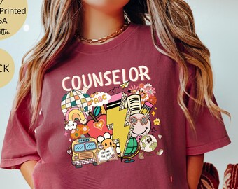 Retro School Counselor Shirt Comfort Colors®, School Counseling Gifts, Mental Health School Shirts, Counselor Gift, School Therapist Shirts