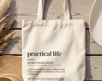 Practical Life Tote Bag, Montessori Teacher Gift, Montessori Guide Tote, Montessori Classroom Bag, Child Led Learning Teacher Tote