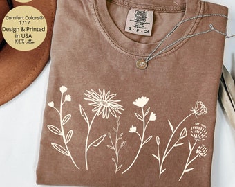 Comfort Colors® Wildflower Shirt, Floral Cottagecore Shirt, Botanical Shirt, Flower Shirt, Nature Shirt, Wildflower Tshirt,Wild Flower Shirt