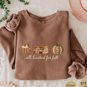 Faux Patchwork Fall Reading Sweatshirt, All Booked For Fall Sweatshirt, Comfort Colors Book Lover Sweatshirt, Reader Gift, Book Club Gift