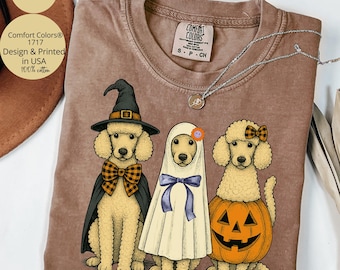 Camiseta de caniche Comfort Colors® para Halloween, camiseta de Halloween para mamá caniche, camiseta de Halloween para papá caniche, regalo de Halloween para amantes de los caniches, camiseta de otoño para caniche