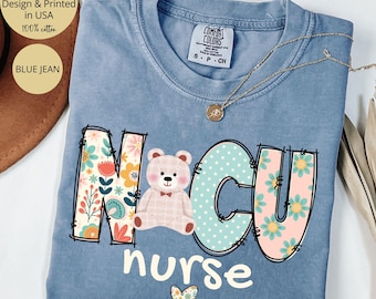 NICU RN Shirt Comfort Colors®, Neonatal ICU Nurse Tshirt, Neonatal Intensive Care Unit Nurse Gift, Coquette Bow Nicu Tee, Pink Nicu Np Tee