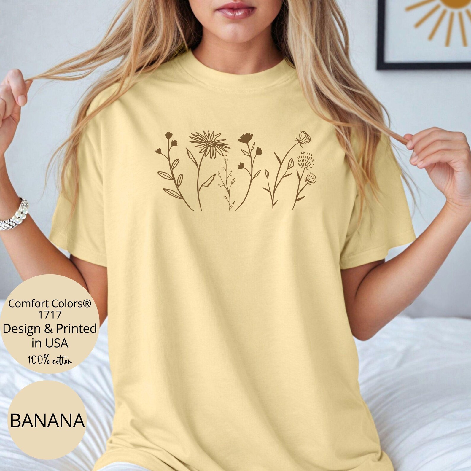 Comfort Colors® Wildflower Shirt, Floral Cottagecore Shirt, Botanical ...