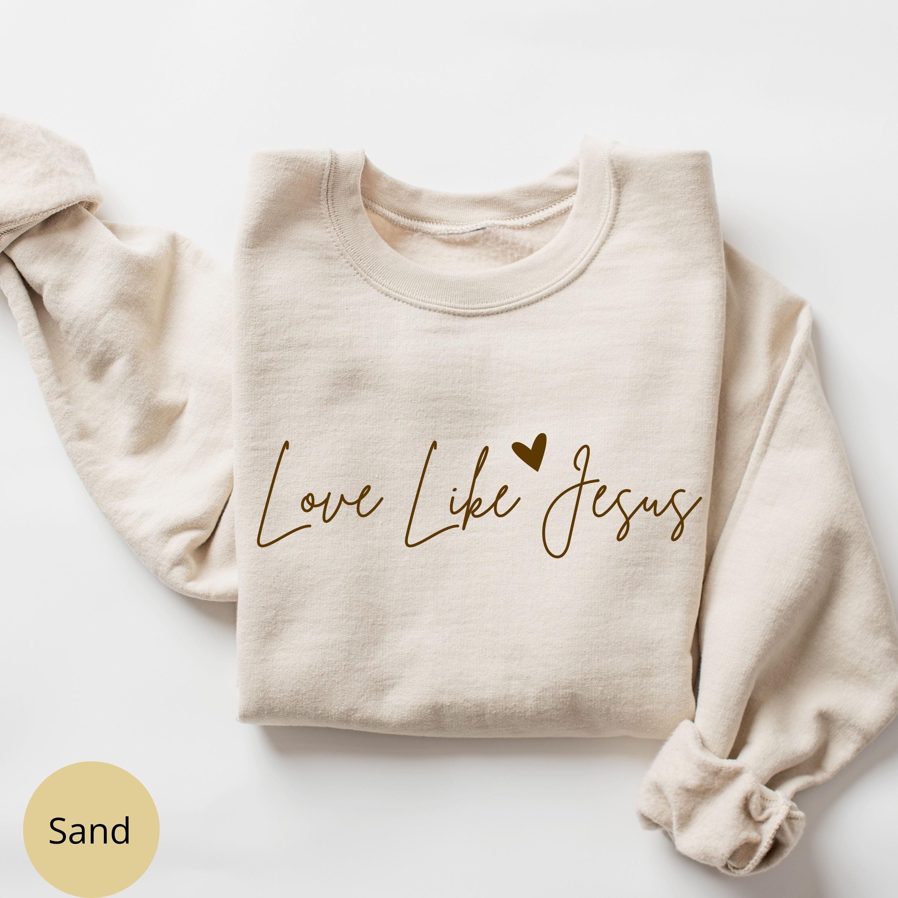 Sweatshirt Vintage Religieux Taille M - Message 'Jesus Love Is A Gift Of God', Bleu, Occasion Très Bon état