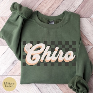 Checkered Chiropractic Sweatshirt, Gift for Chiropractic Assistant, Retro Chiropractic Student Sweater, Chiro Crew, Chiropractor Gift