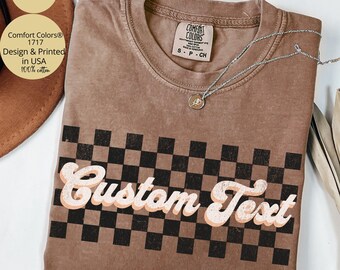 Custom Shirt Comfort Colors®, Retro Custom Logo Shirt,Personalized Text Tshirt,  Matching Group Shirt,Business Logo Shirt,Custom Logo & Name