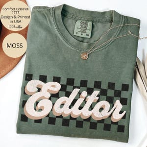 Checkered Editor Shirt Comfort Colors, Gift for Editor, Retro Editor Shirt, Copy Editor, Content Editor, Film Editor Shirt, Publishing Gift