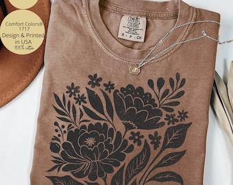 Wildflowers Shirt Comfort Colors®, Vintage Floral Shirt For Women, Oversized Trendy Shirt, Cottagecore Tshirt, Gift for Mom, Gardening Shirt