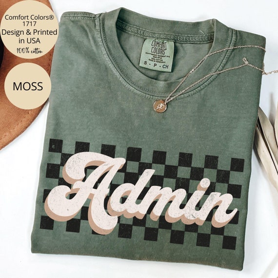 Checkered Admin Team Shirt Comfort Colors, Admin Shirts, Admin Squad Shirts, School Secretary Shirt, Admin Gifts, Administrative Assistant