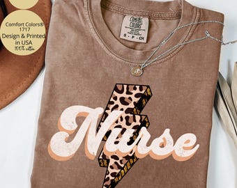 Nurse Shirt Comfort Colors®, Retro Leopard Nurse Shirt, Gift for Nurse, RN Shirt, Registered Nurse Shirt, New Nurse Graduation Gift