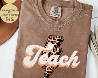 Comfort Colors® Teacher Leopard Shirt, Retro Teacher Shirt, Teacher Appreciation, Back to School Shirt, First Day of School Teacher Gift