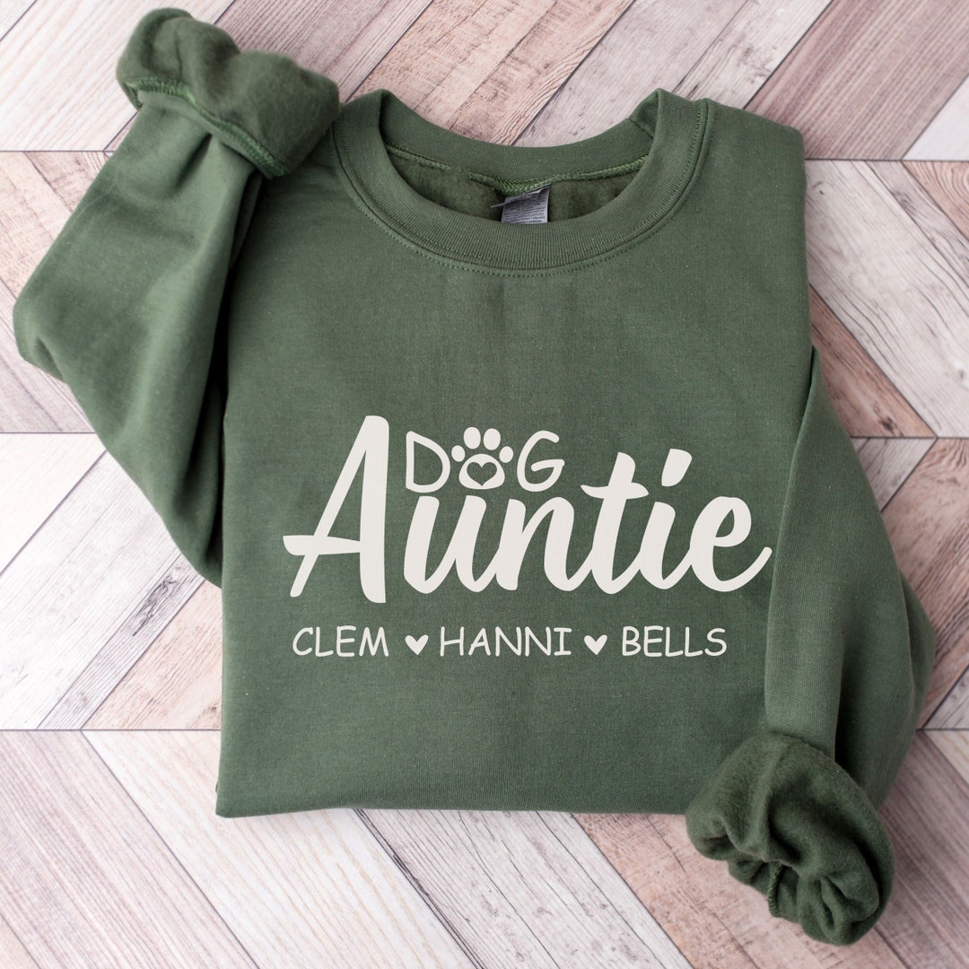 Custom Dog Auntie Sweatshirt With Names, Personalized Birthday Gift for ...