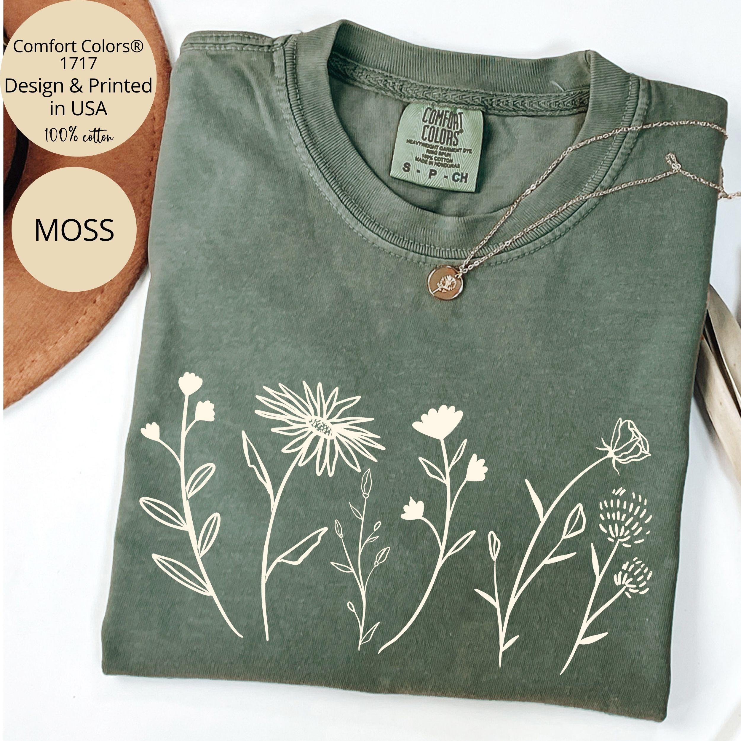 Comfort Colors® Wildflower Shirt, Floral Cottagecore Shirt, Botanical ...