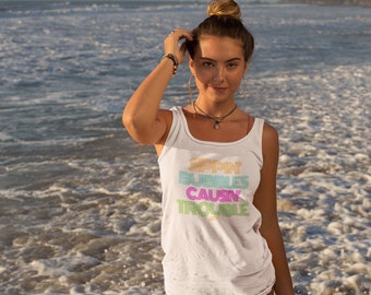 Sippin&#39; Bubbles Causin&#39; - Unisex Wine Tank Top ( Champagne, Prosecco)