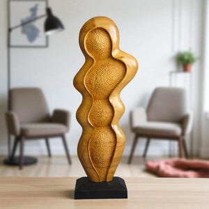 Handmade Wooden Sculpture - Modern Abstract Decorative Art | Natural Wood Statue for Home & Office Decor