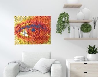 Big Brother Wood Wall Art, 3D Mosaic, Reclaimed Wooden Mosaic, Acoustic Panel, Unique Abstract Wall Decor, Modern Geometric Art