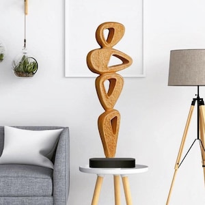 Handmade Abstract Wood Sculpture: Modern Minimalist Home Decor
