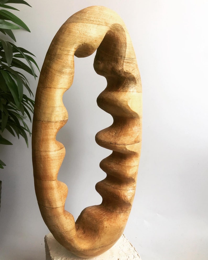 3D Wood Wall Art Large Wood Sculpture on Stand Abstract Wood Wall