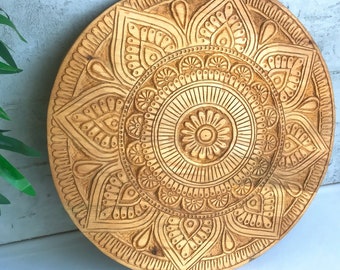Abstract Wooden Wall Decor - Traditional Handcarved Decor - 3D Woodcrafted Mandala - Unique Wooden Wall Art Piece - Round Wood Wall Hanging