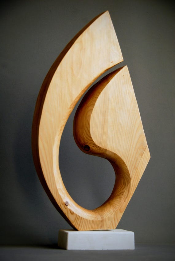Abstract Fir Wood Sculpture: Mid-century Modern Rustic Art - Etsy