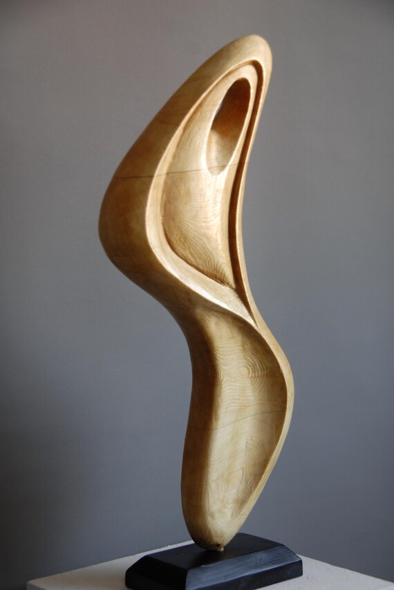 Hand Carved Fir Wood Sculpture – Modern Abstract Art Decor - Etsy