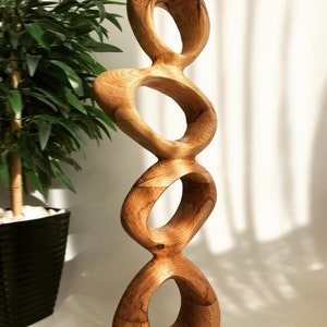 Mid-Century Inspired Large Wood Sculpture on Stand Contemporary Minimalist Elegance Modern Rustic Sustainable Statement Piece image 5