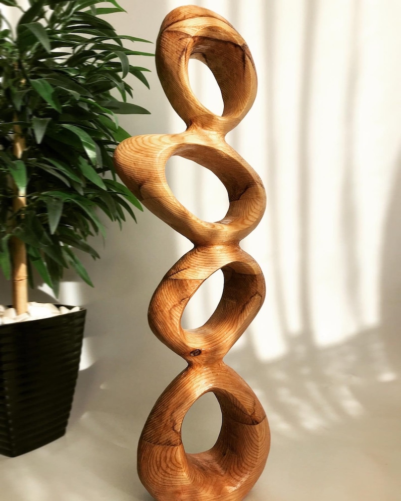 Mid-Century Inspired Large Wood Sculpture on Stand Contemporary Minimalist Elegance Modern Rustic Sustainable Statement Piece image 5