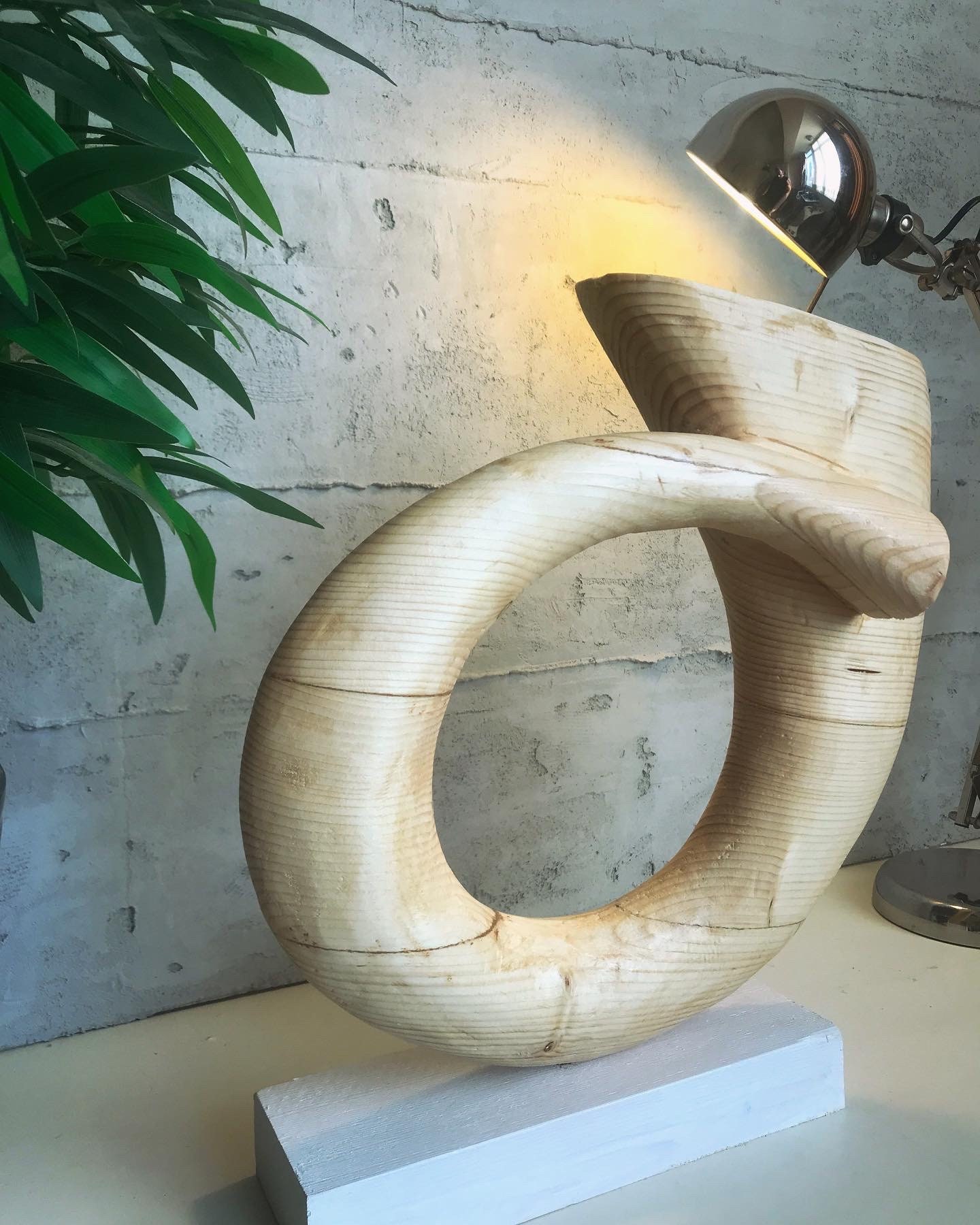 Abstract Nordic Wood Wall Decor Scandinavian Tabletop Sculpture