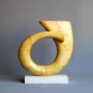 Abstract  Nordic Wood Wall Decor - Scandinavian Tabletop Sculpture  -Contemporary Wood Sculpture on Stand - Rustic House Decor Gift