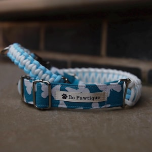Teal Flutters ~ verstellbares Hundehalsband aus Paracord