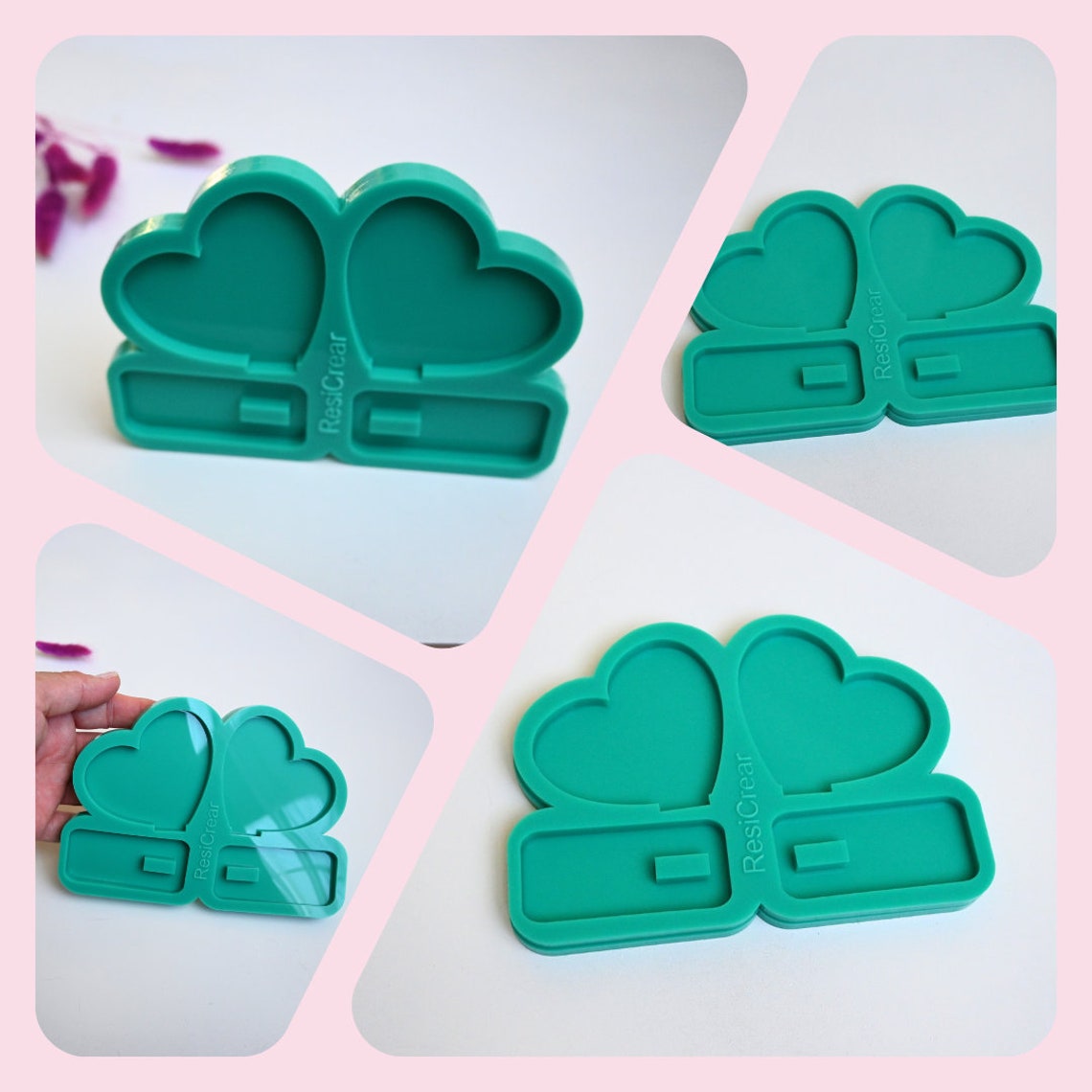 Double Mini Heart Frame Silicone Mold for Photos With Glossy Etsy